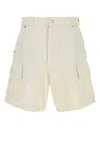 Prada Denim Bermuda Shorts With Back And Cargo Pockets In White