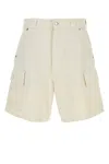 Prada Men White Denim Bermuda Shorts In Neutral