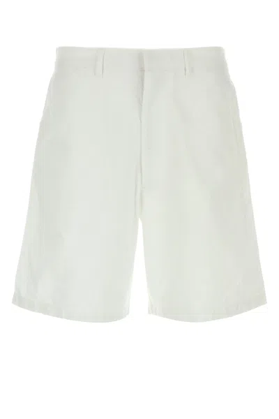 Prada Men White Oxford Bermuda Shorts