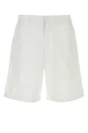 Prada Custom Fit Cotton Shorts With Back Pockets In White
