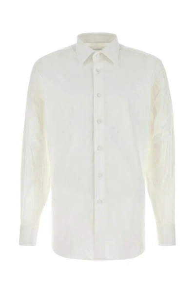 Prada Men White Stretch Cotton Blend Shirt