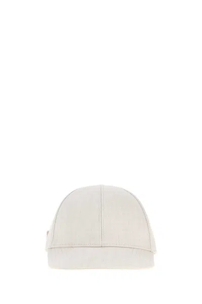 PRADA MEN WHITE TEXTURED BASEBALL HAT