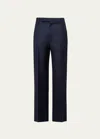 Prada Men's Wide-leg Wool-blend Pants In Bleu