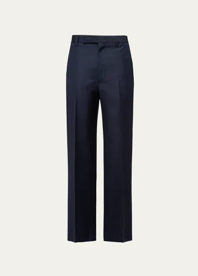 Prada Wool And Mohair Pants In Navy