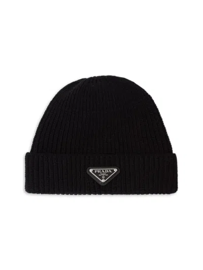 Prada Men's Wool And Cashmere Beanie In Black