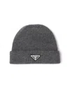 Prada Wool And Cashmere Beanie In Gray