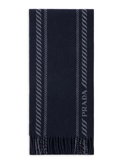 Prada Men's Wool And Cashmere Scarf In Blue