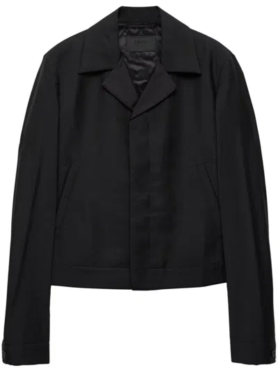 Prada Men Wool Blend Jacket In Black