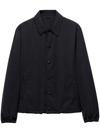 Prada Men Wool Caban Coat In Black