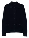 Prada Buttoned Patch-pocket Cardigan In Blue