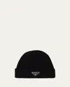 Prada Triangle-logo Wool-cashmere Beanie In F0040 Cammello