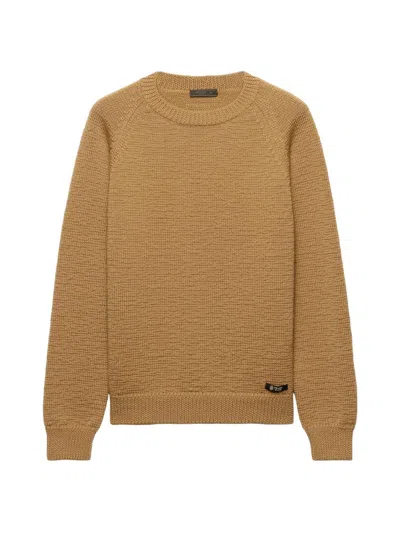 Prada Men's Wool Crewneck Sweater In Brown