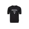 Prada Logo Intarsia Wool Sweater In Nero