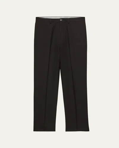 Prada Men's Wool Fleece Straight Flat-front Pants In Black