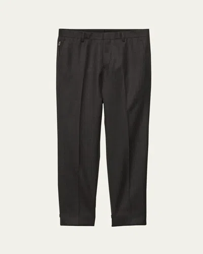 PRADA MEN'S WOOL GABARDINE TAPERED PANTS