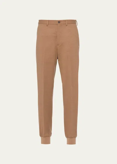 Prada Wool Track Pants In Cammello