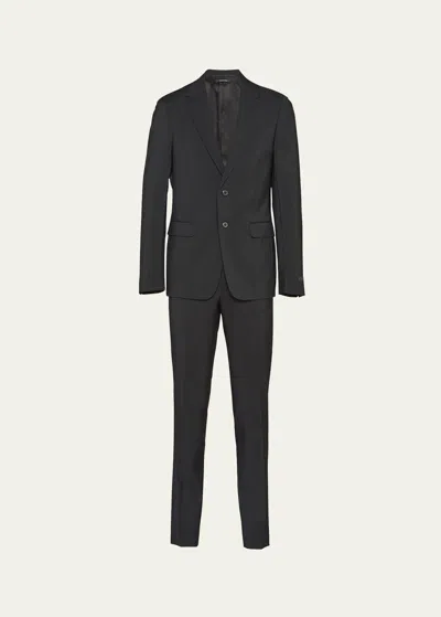 Prada Men's Wool-mohair Solid Suit In Nero