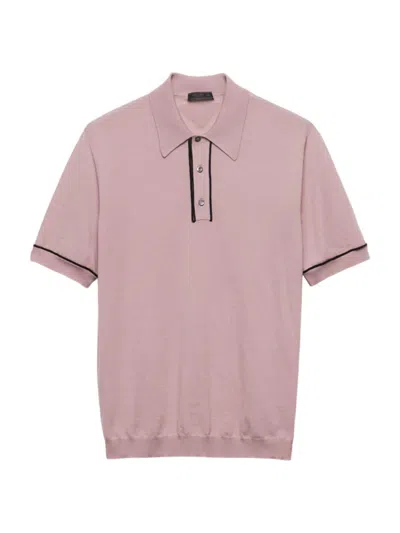 Prada Men's Wool Polo Shirt In Pink