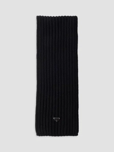 Prada Men's Wool Scarf In Black