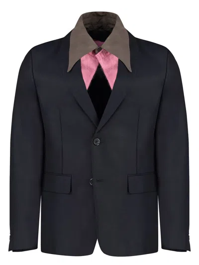 PRADA MEN'S WOOL SINGLE-BREASTED JACKET