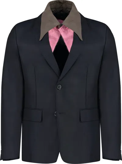 Prada Single-breasted Mohair Wool Jacket In Multi