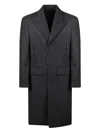 Prada Tailored Grey Coat With Notched Lapel In Gray