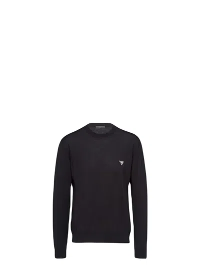 PRADA MEN'S WOOL SWEATER WITH LOGO