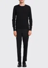 Prada Men's Worsted Wool Crewneck Sweater In Nero