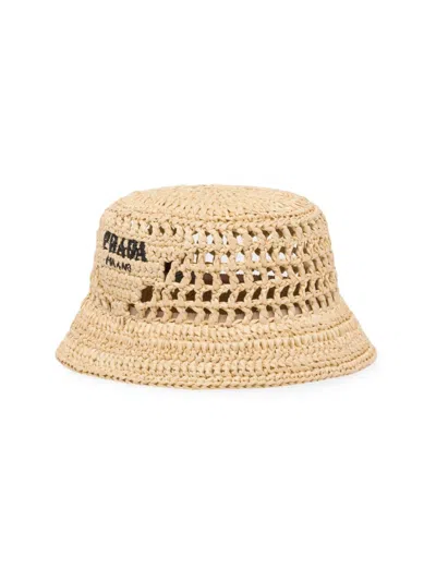 Prada Men's Woven Fabric Bucket Hat In Beige