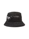 Prada Woven Fabric Bucket Hat In Black