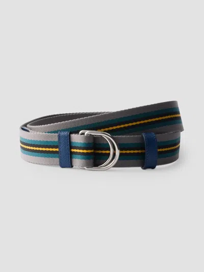 Prada Men's Woven Nylon Belt In Grey