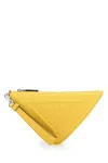 Prada Men's Leather Triangle Clutch In Yellow