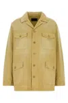 Prada Cotton Jacket Collared Design Four Pockets In Yellow