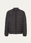 Prada Mens Black Triangle-logo Technical Shell-down Jacket In Nero