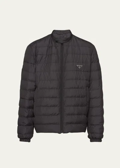 Prada Men's Zip-front Puffer Jacket In Nero