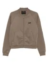 Prada Stretch Nylon Sweatshirt With Ribbed Cuffs In Brown