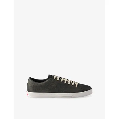 Prada Aged-effect Leather Sneakers In Black