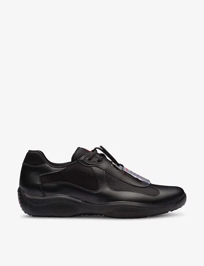 Prada Black Leather New Americas Cup Sneakers