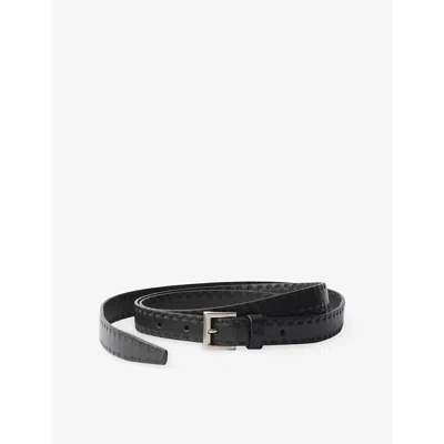 Prada Mens Black Antiqued Leather Belt