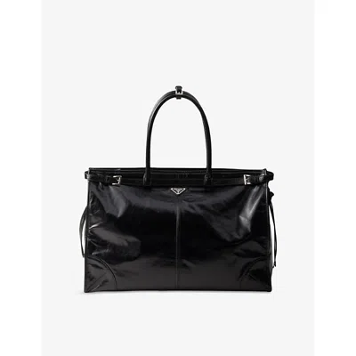 Prada Mens Black Bonnie Leather Tote Bag