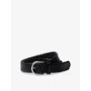 Prada Mens Black Braided Leather Belt
