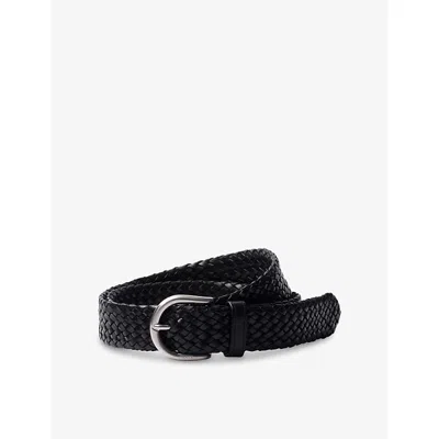 Prada Mens Black Braided Leather Belt
