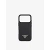 Prada Leather Iphone 17 Pro Case In Black