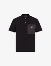 Prada Cotton Bi-material Polo Shirt In Black