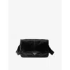 Prada Mens Black Branded-plaque Patent-leather Shoulder Bag In Black