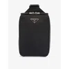 Prada Mens Black Brique Saffiano Logo-plaque Leather Shoulder Bag