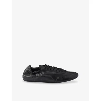 PRADA MENS PRADA COLLAPSE LEATHER LOW-TOP TRAINERS