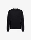 Prada Mens Black Crewneck Regular-fit Cashmere Jumper