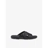 Prada Triangle Logo Criss-cross Sandals In Black