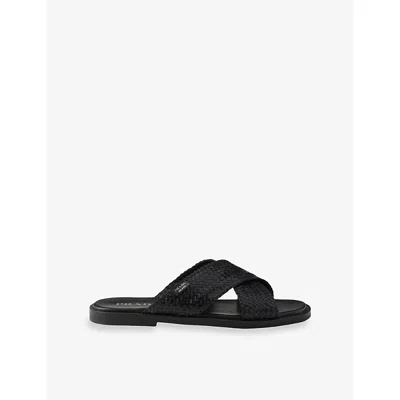 Prada Mens Black Criss-cross Woven Leather Sliders Eur 41 / 7 Uk